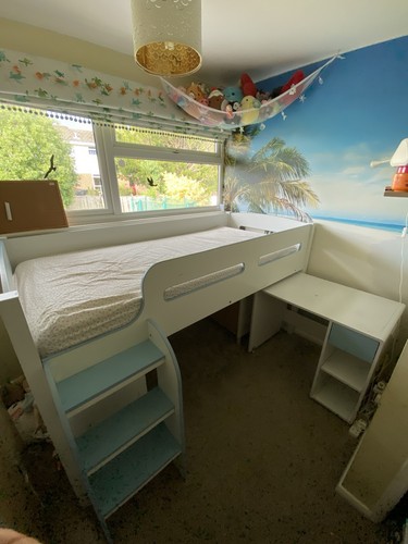 Blue white wooden kids mid - white,