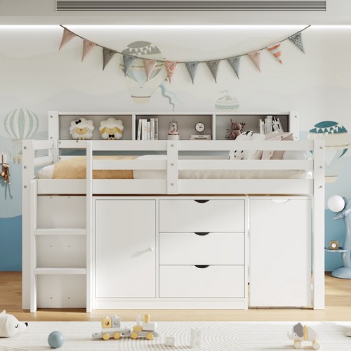 Wooden kids bed - wooden, mid