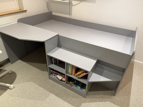 Midsleeper grey bed with - bed, desk