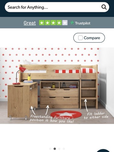 Cosmo oak mid sleeper - cosmo, bed