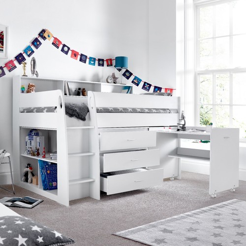 Ersa white mid sleeper bed - white,